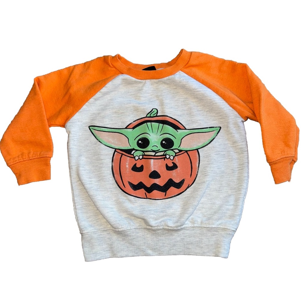 Star Wars Halloween Toddler Sweatshirt Baby Yoda Pumpkin Jack-O-Lantern Size 2T